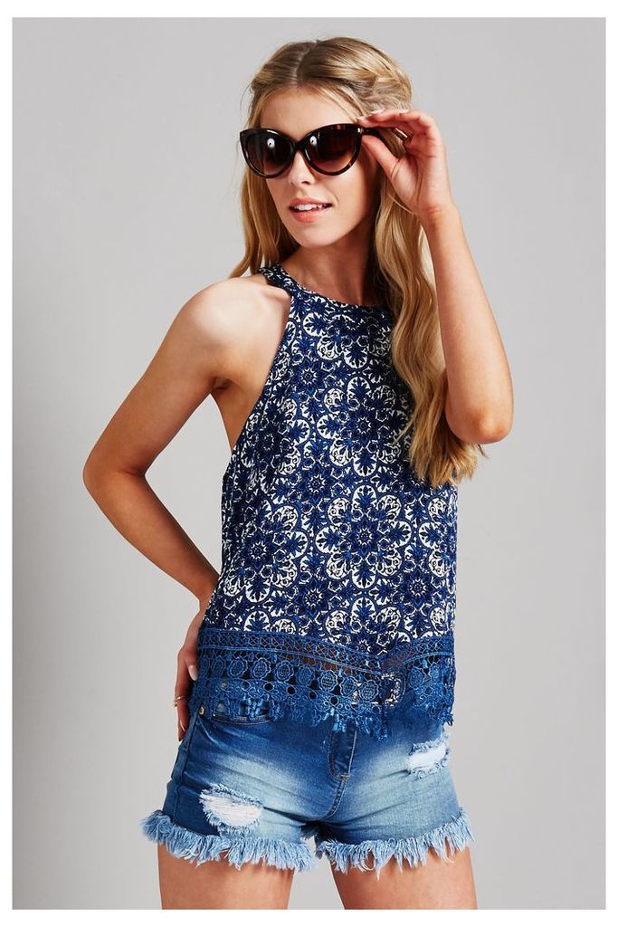 Glamorous Embroidered Top - Blue