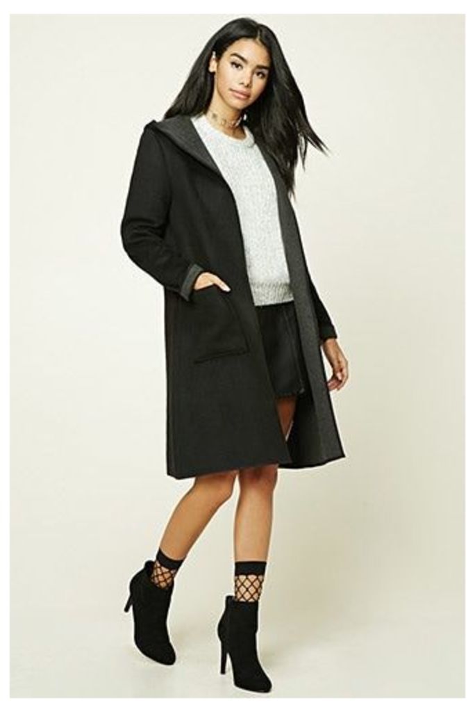 Longline Wool-Blend Hooded Coat