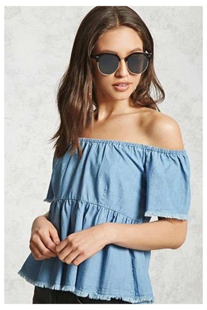 Chambray Off-The-Shoulder Top