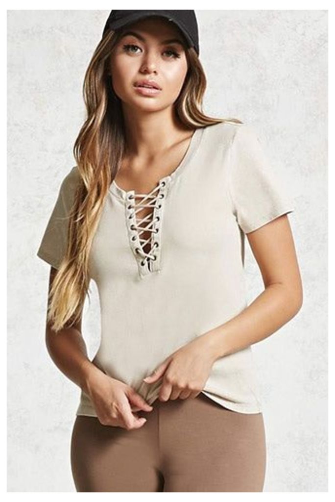 Lace-Up Mineral Wash Tee