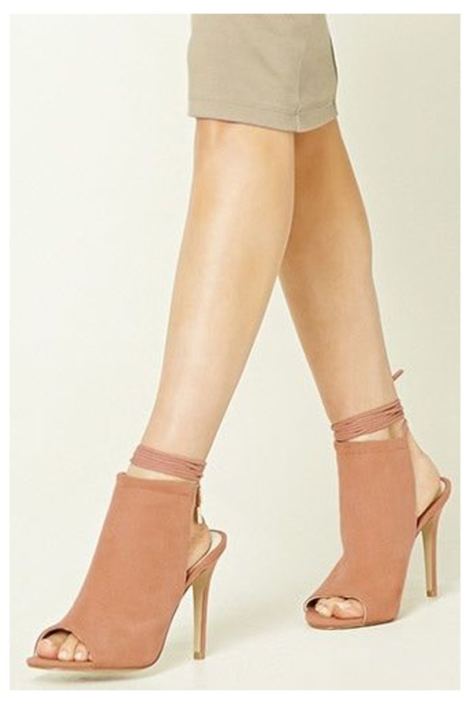 Lace-Up Faux Suede Heels