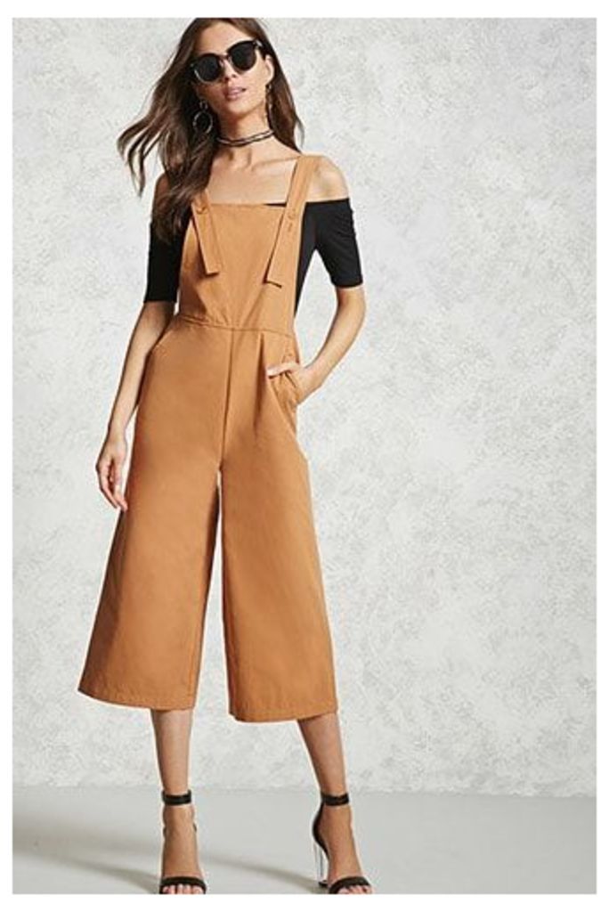 Cropped Wide-Leg Dungarees