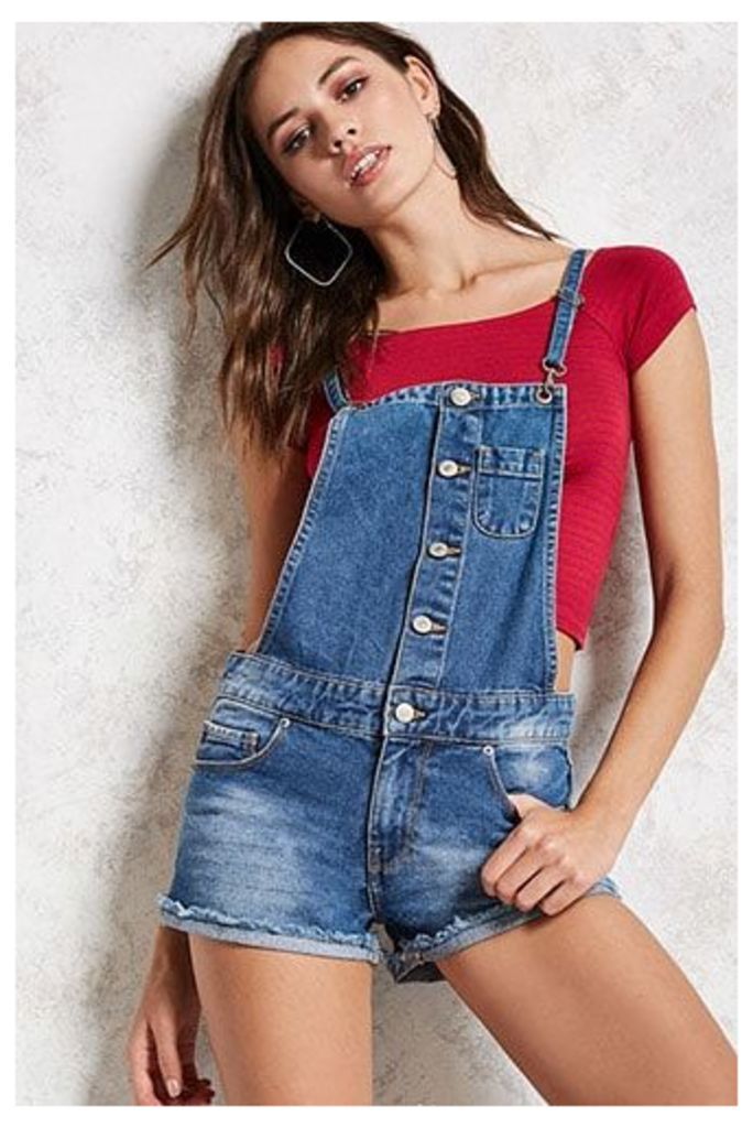 Button-Front Overall Shorts