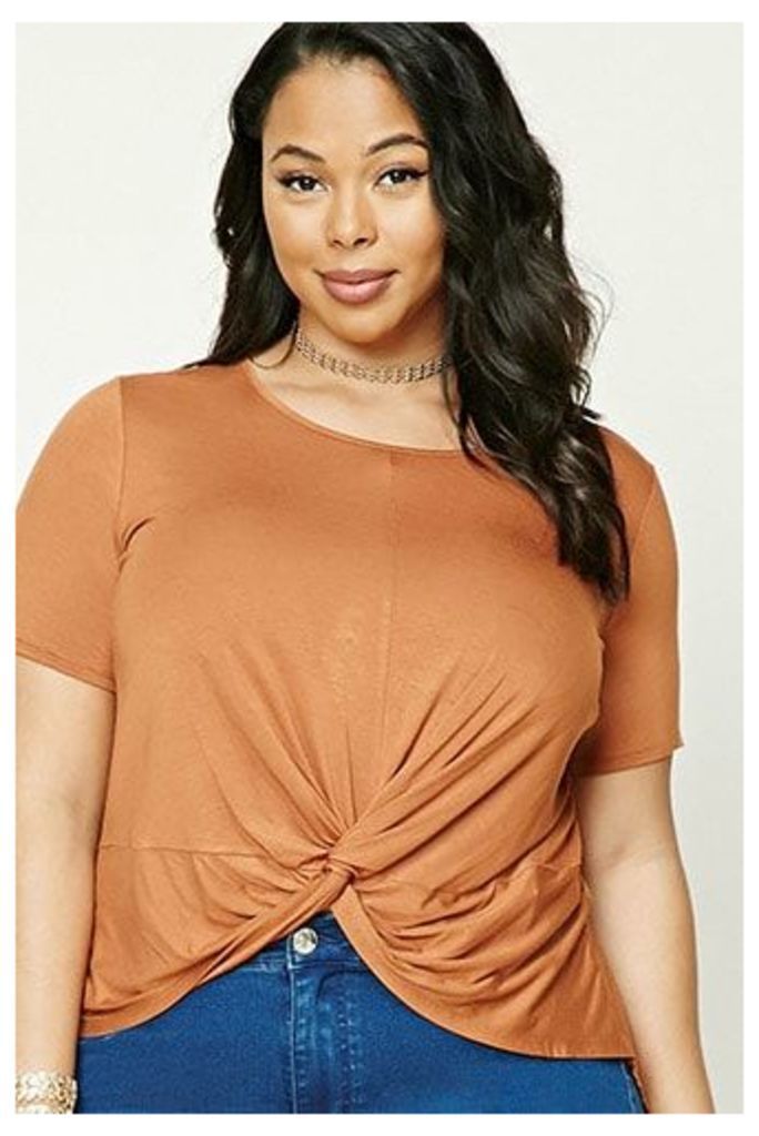 Plus Size Knot-Front Top