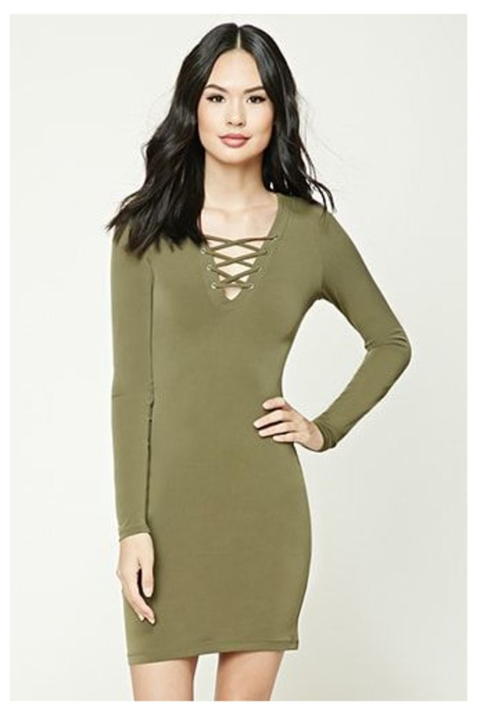 Lace-Up Bodycon Dress