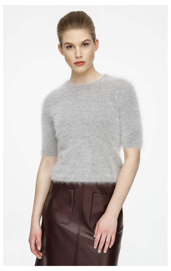 Short-Sleeve Angora Sweater