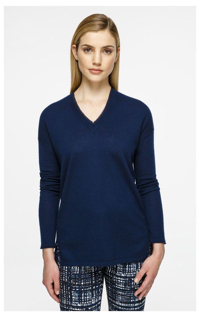 Silk-Trimmed Cashmere Sweater