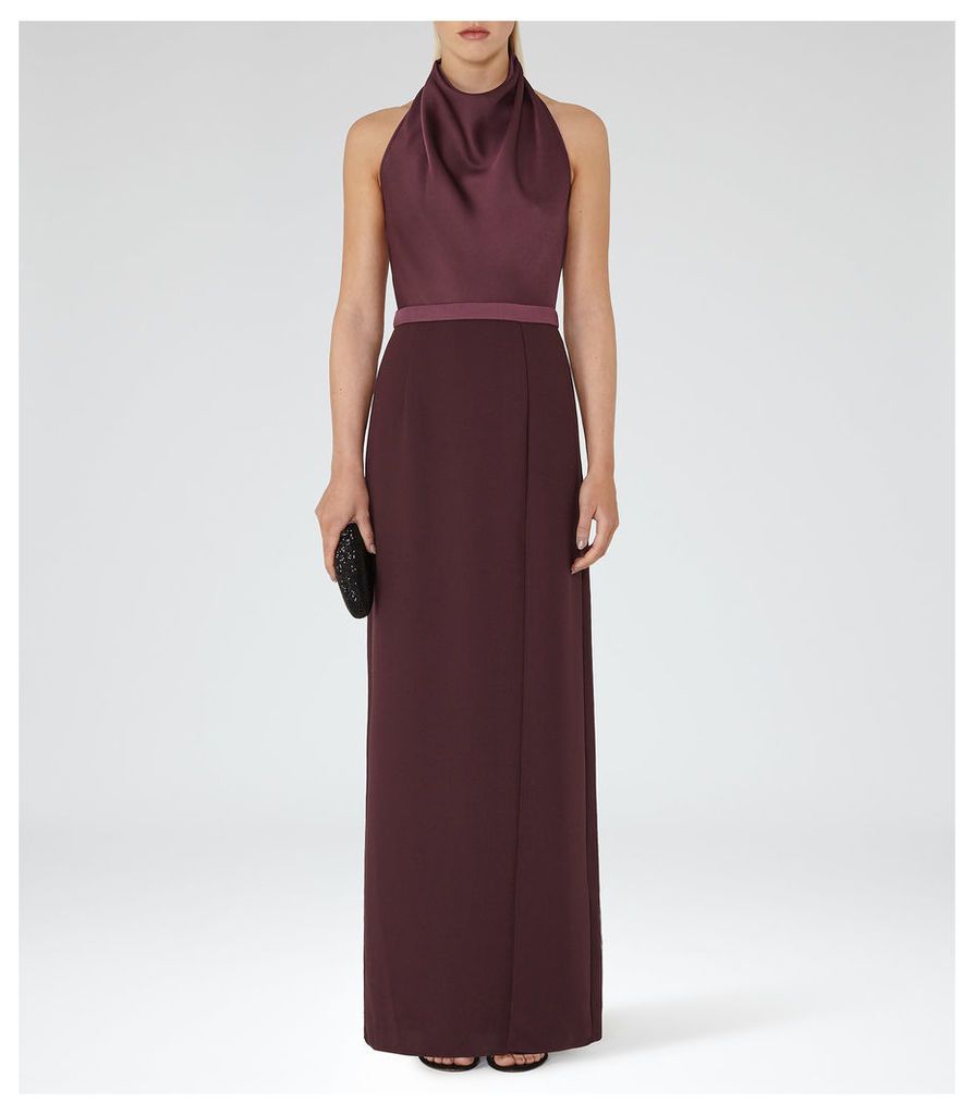 REISS Adelina - Womens Halterneck Maxi Dress in Red
