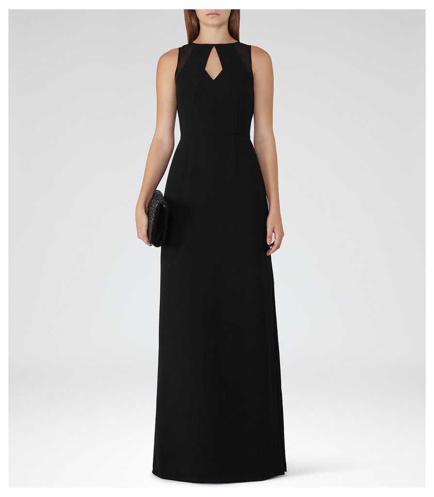 REISS Calie Maxi  - Womens Neckline-detail Maxi Dress in Black