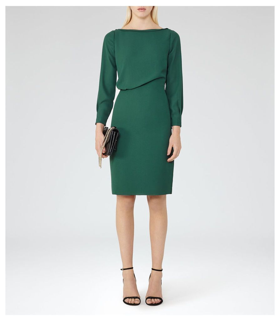 Reiss Simone - Long-sleeved Dress in Pine Green, Womens, Size 14