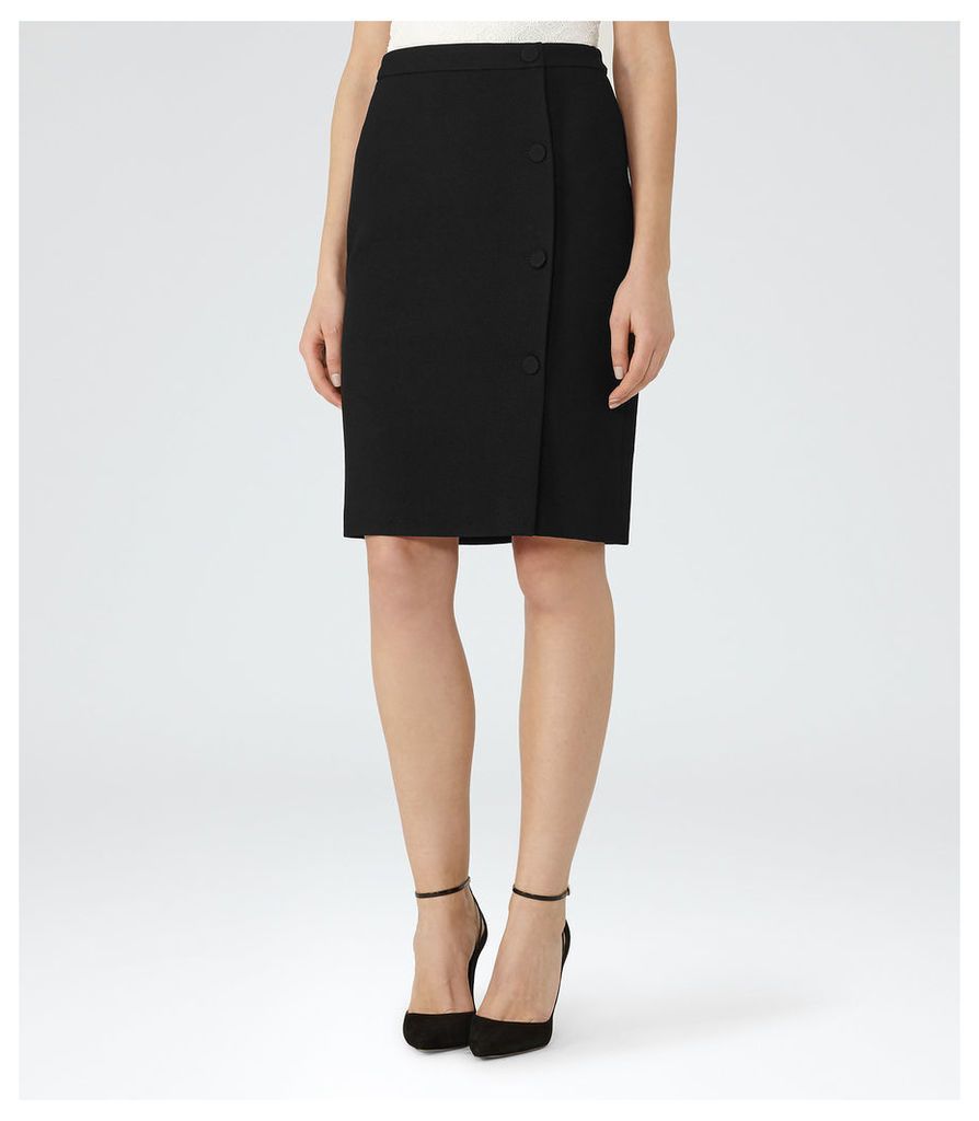 Reiss Ricky - Button-front Pencil Skirt in Black, Womens, Size 4
