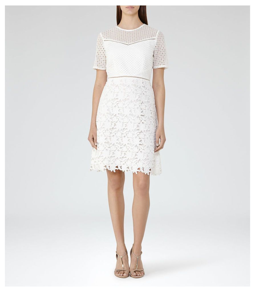 Reiss Heather - Lace Dress in Off White, Womens, Size 8