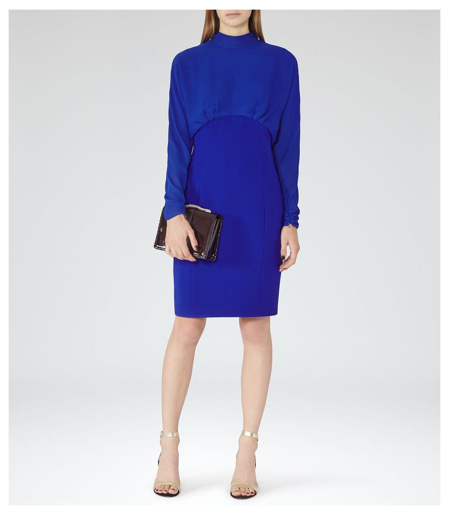 REISS Arwen - Womens High-neck Evening Dress in Blue