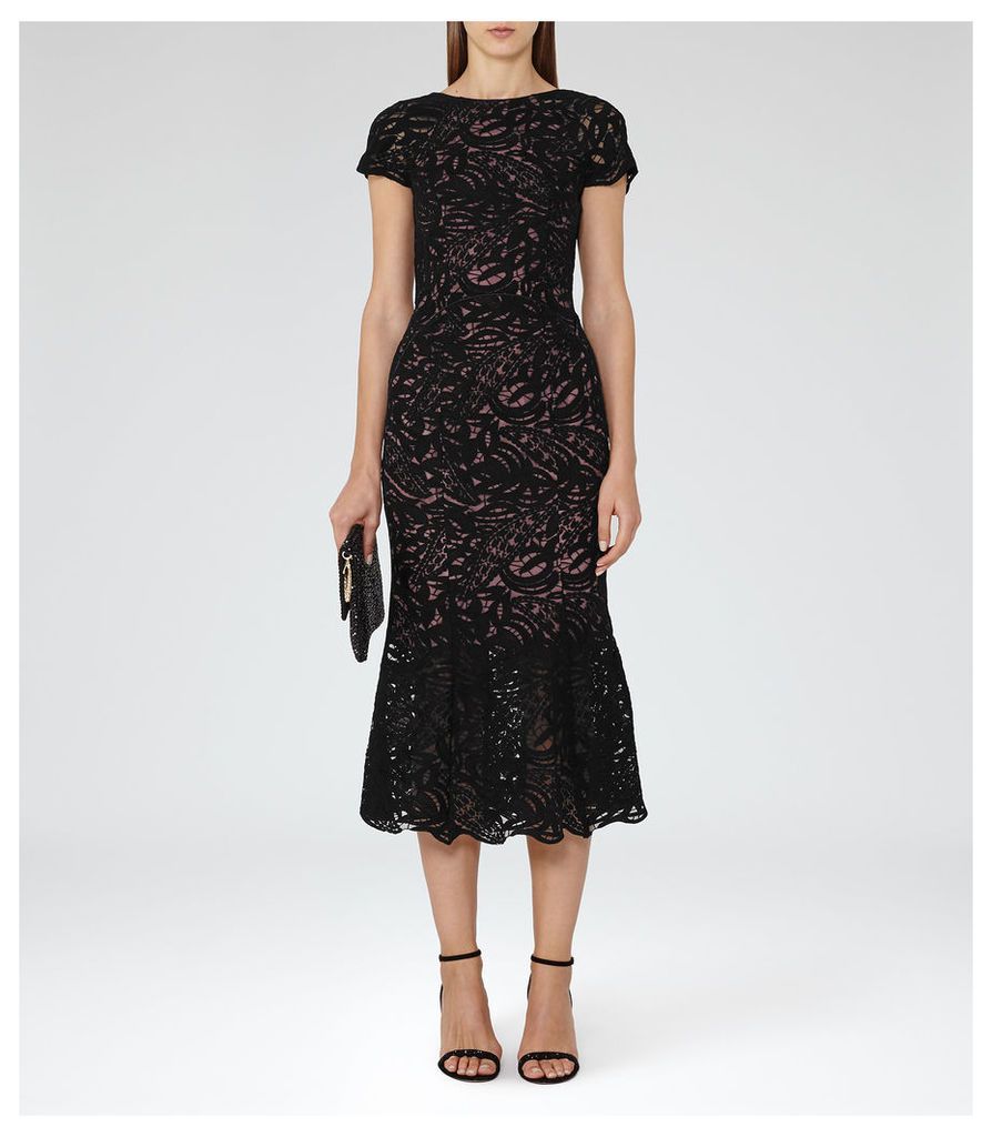 Reiss Erin - Lace Midi Dress in Black, Womens, Size 6