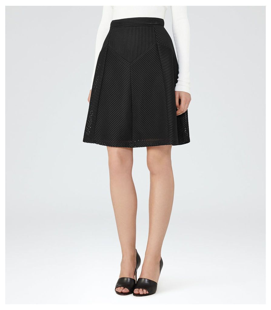 REISS Amythist - Womens Textured A-line Skirt in Black