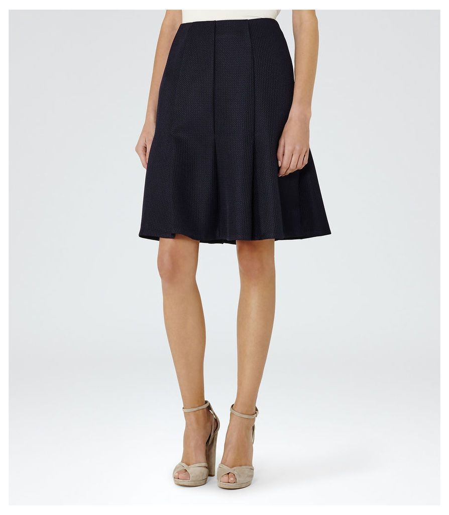 Reiss Harmony - Box-pleat Skirt in Night Navy, Womens, Size 14