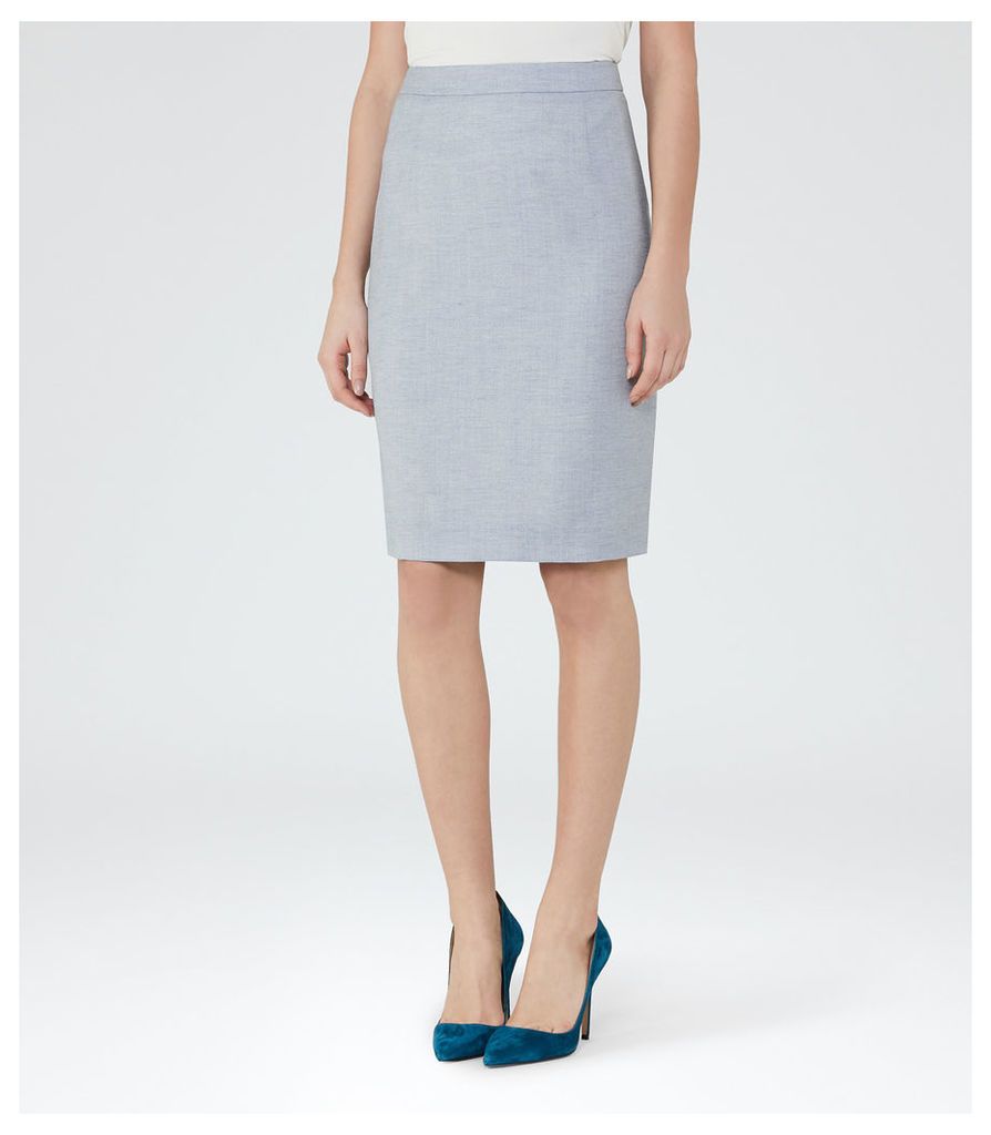 Reiss Wren Skirt  - Tailored Pencil Skirt in Sky Blue, Womens, Size 14