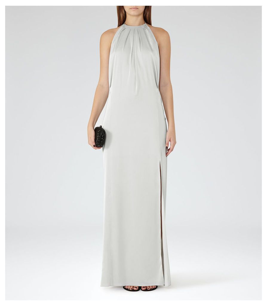 Reiss Elouise  - Satin Maxi Dress in Silver, Womens, Size 14