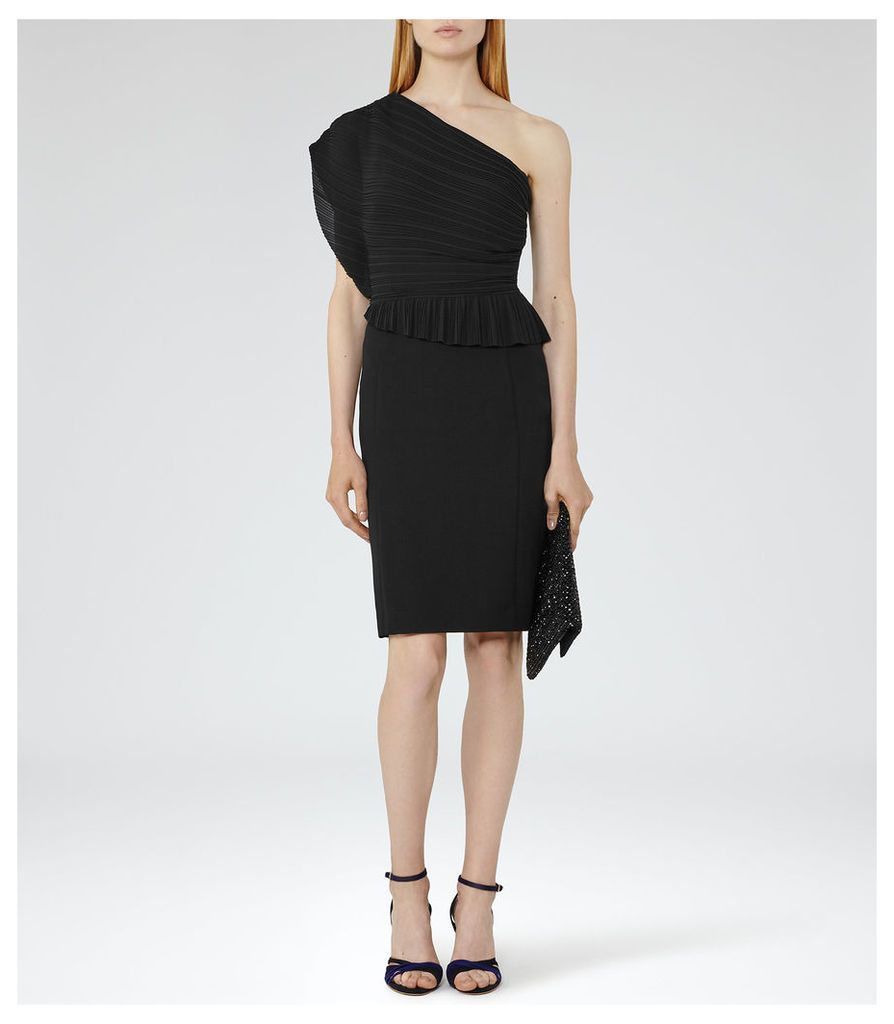 REISS Jesse - Womens Plisse-detail Dress in Black