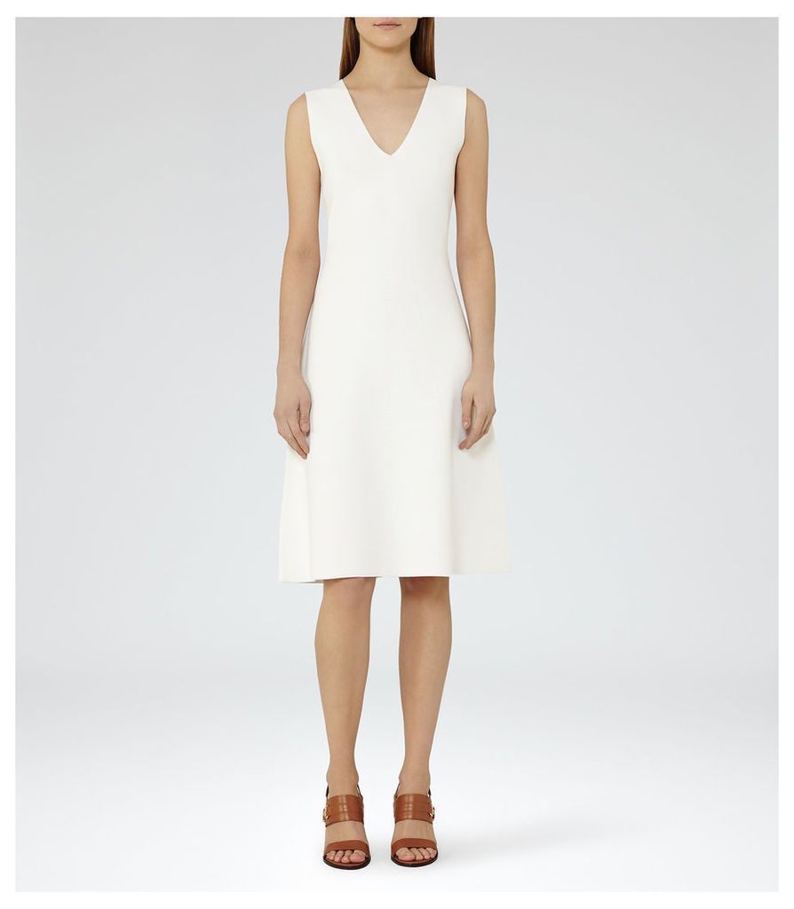 Reiss Michelle - Knitted Fit And Flare Dress in Off White, Womens, Size 8