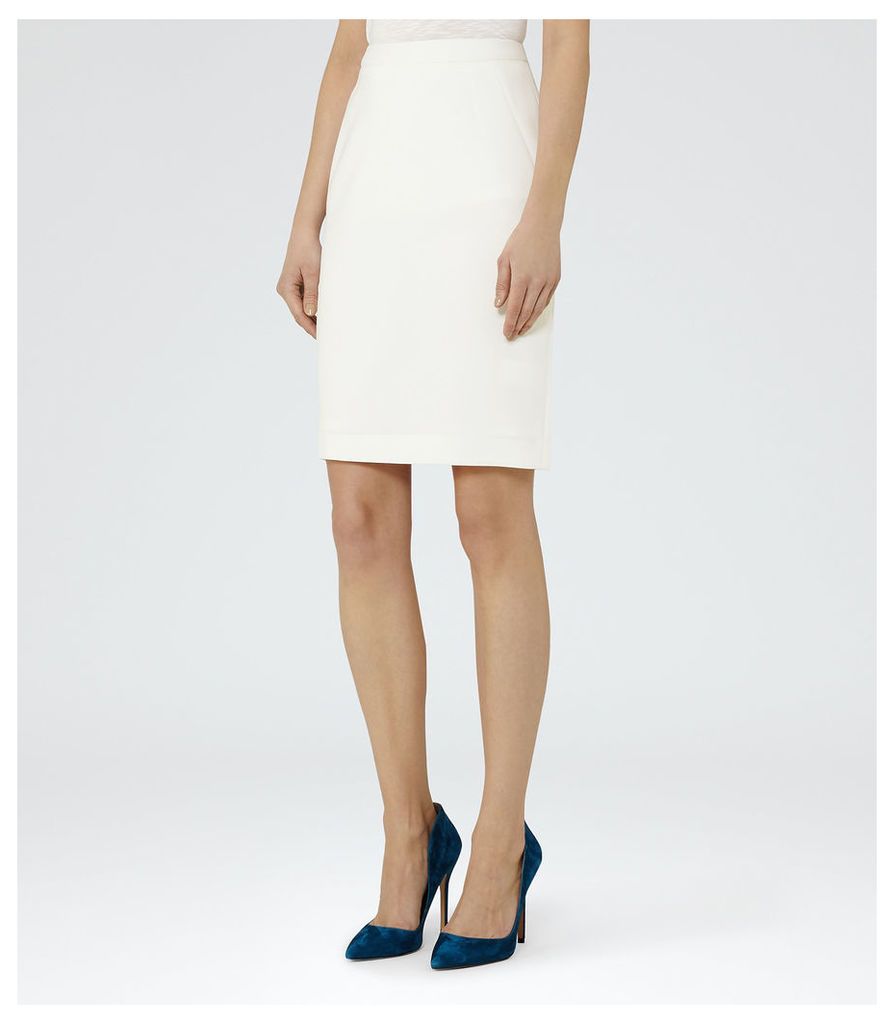 Reiss Myla Skirt - Pencil Skirt in Off White, Womens, Size 14