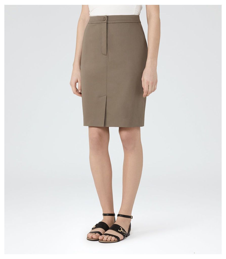 Reiss Raia - Casual Pencil Skirt in Khaki, Womens, Size 12