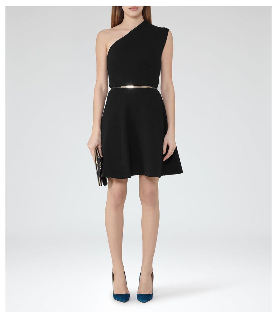 Reiss Keria - One-shoulder Dress in Black, Womens, Size 14