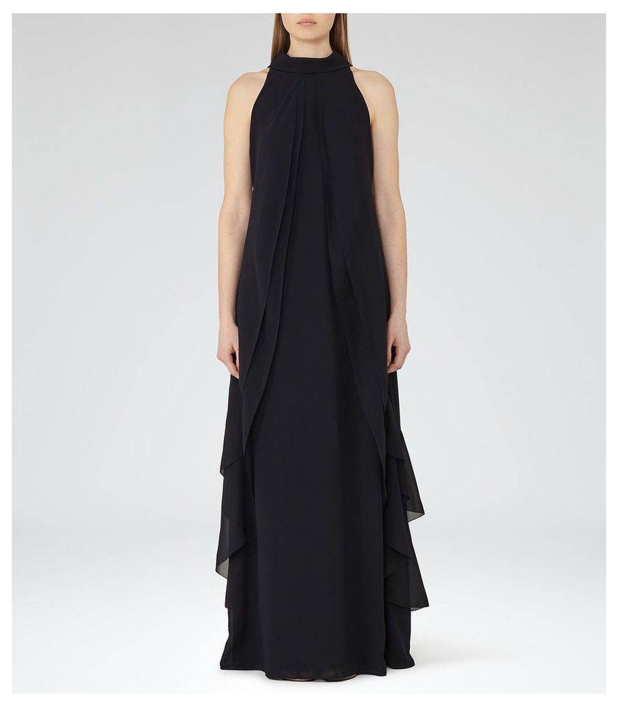 Reiss Delani - Ruffle-detail Maxi Dress in Night Navy, Womens, Size 8
