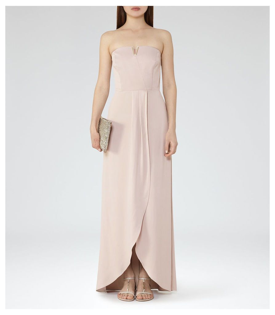 Reiss Zosia - Strapless Wrap-front Maxi Dress in Jasmine Shimmer, Womens, Size 14