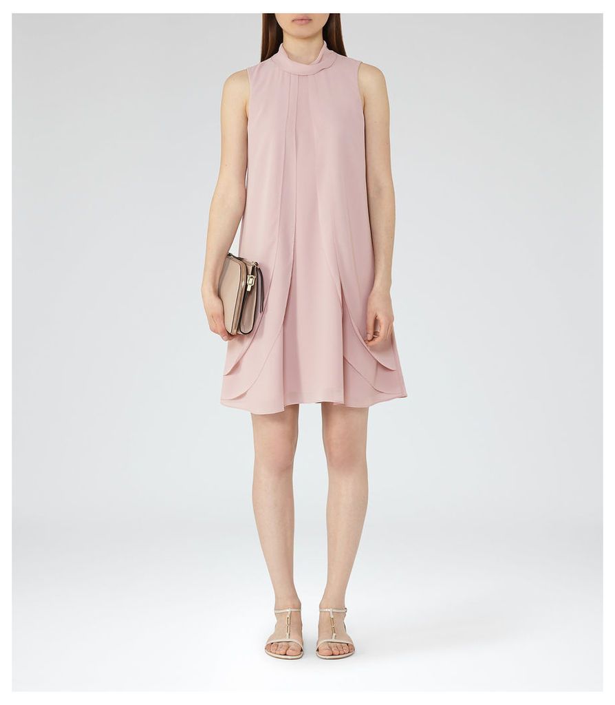 Reiss Cohen - Ruffle-front Dress in Dusky Pink, Womens, Size 14
