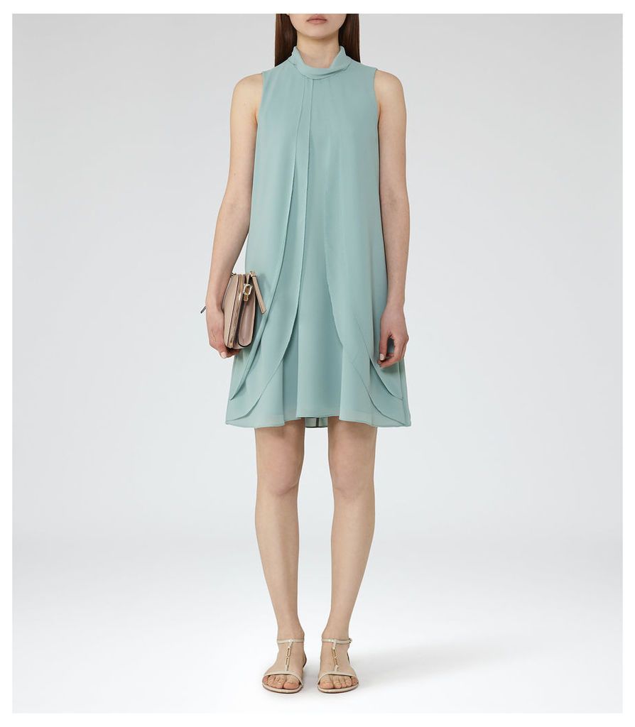 Reiss Cohen - Ruffle-front Dress in Sea Glass, Womens, Size 14