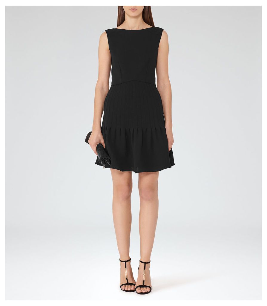 Reiss Marisa - Pin-tuck Dress in Black, Womens, Size 16