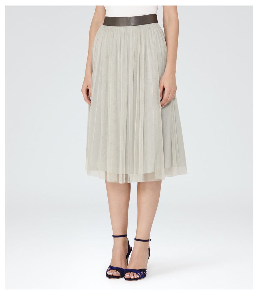 REISS Crystal - Tulle Midi Skirt in Brown, Womens