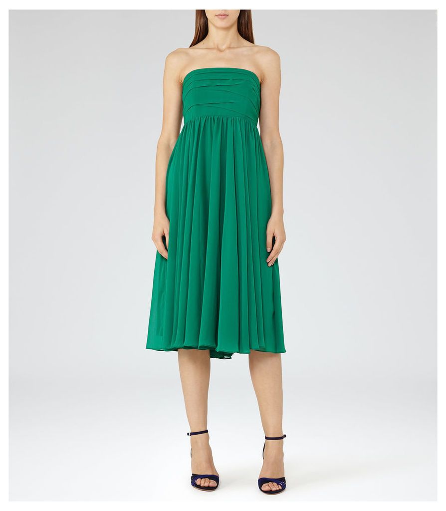 Reiss Athena - Strapless Layered Dress in Emerald Green, Womens, Size 8