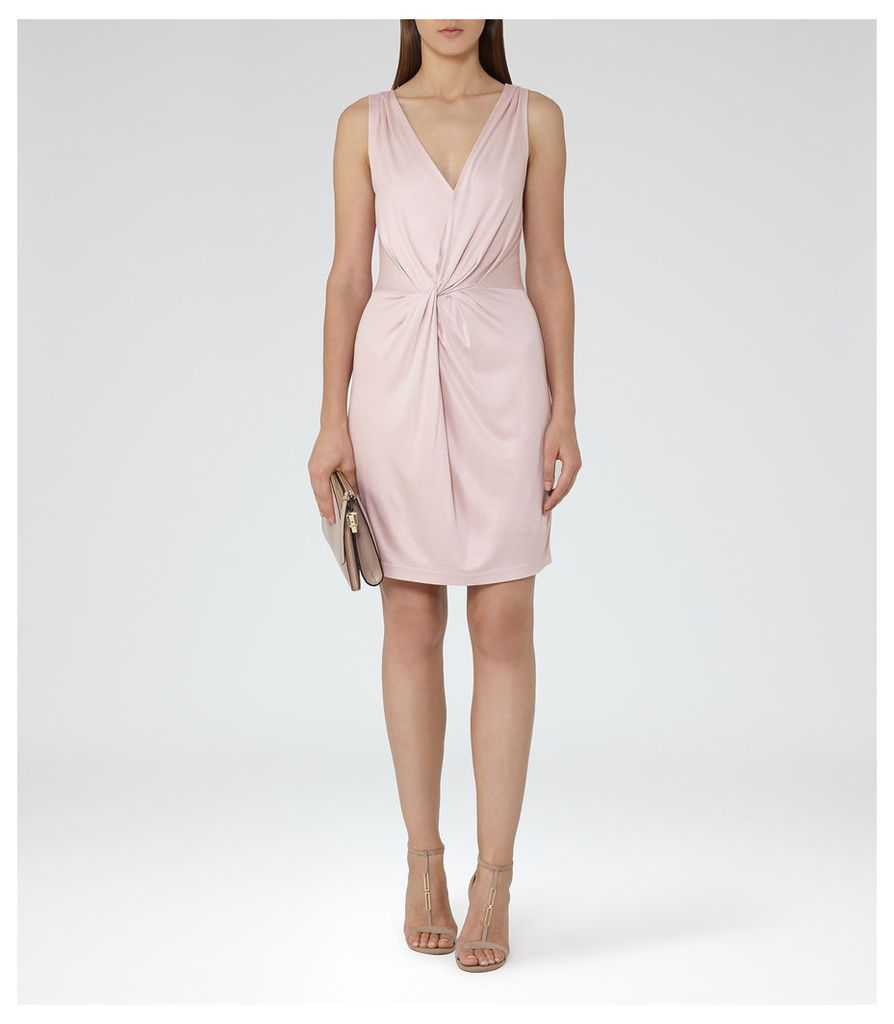 Reiss Kiera - Twist-front Dress in Fragrant Pink, Womens, Size 10