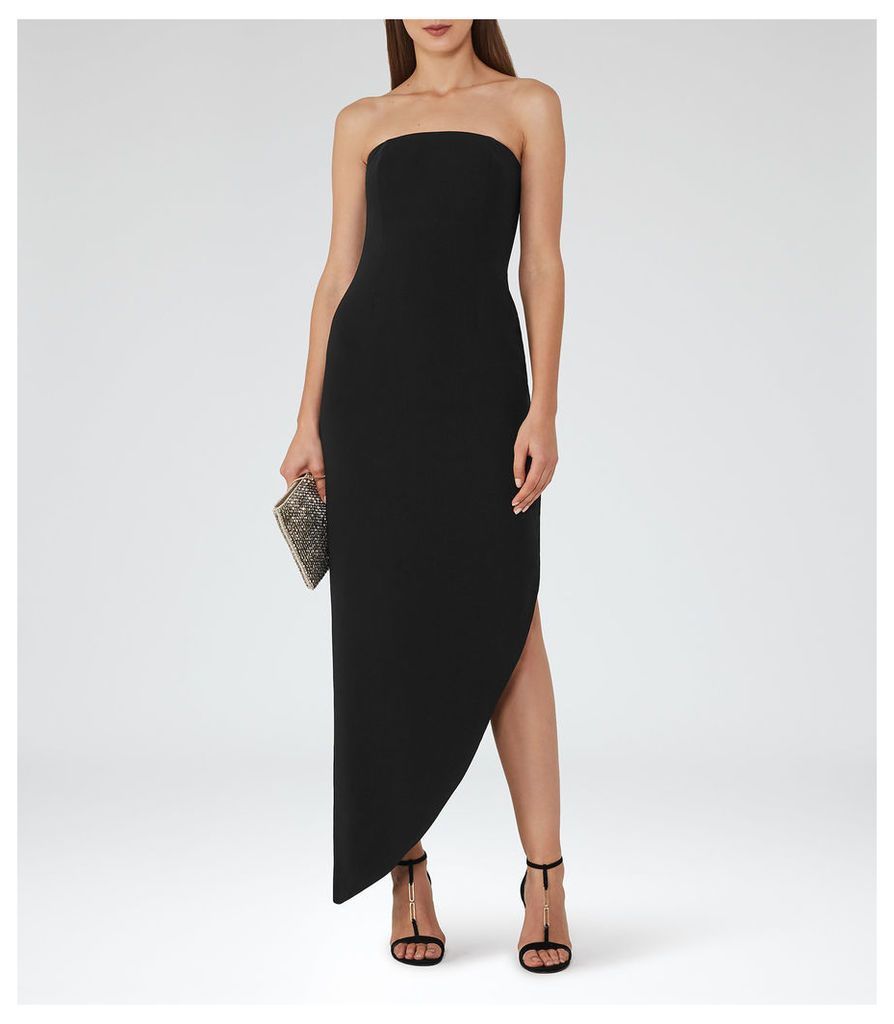 Reiss Rima - Strapless Asymmetric Maxi Dress in Black, Womens, Size 4