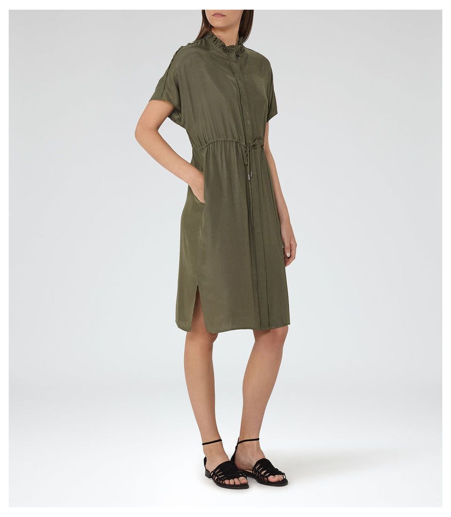 Reiss Isabeli - Short Sleeved Dress in Pine, Womens, Size 16