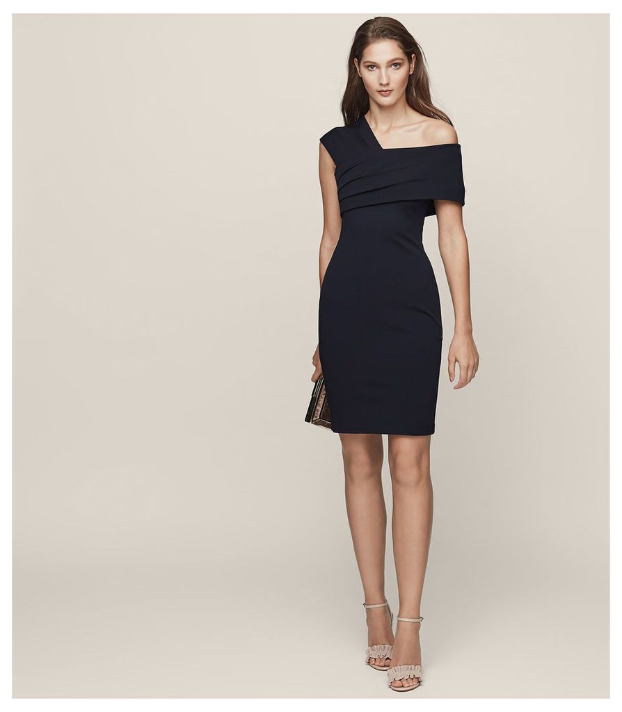 Reiss Cristiana - One-shoulder Cocktail Dress in Night Navy, Womens, Size 14