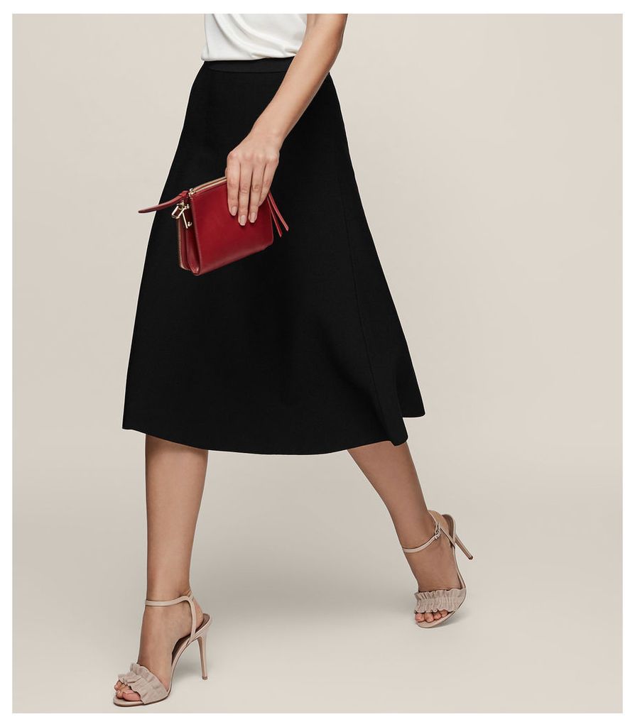 Reiss Loretta - Knitted A-line Skirt in Black, Womens, Size 10