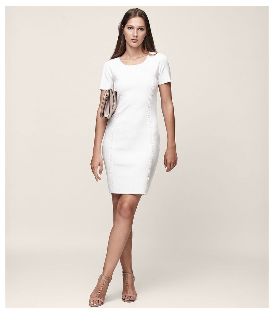 Reiss Skyler - Knitted Short Sleeved Dress in Off White, Womens, Size 12