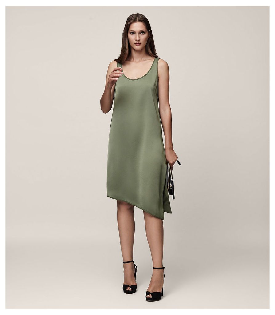 Reiss Melody - Satin Slip Dress in Fir Green, Womens, Size 8