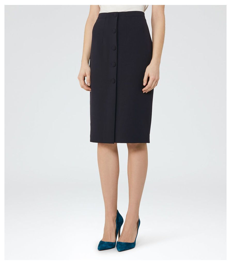 Reiss Luelle - Button-front Pencil Skirt in Night Navy, Womens, Size 4