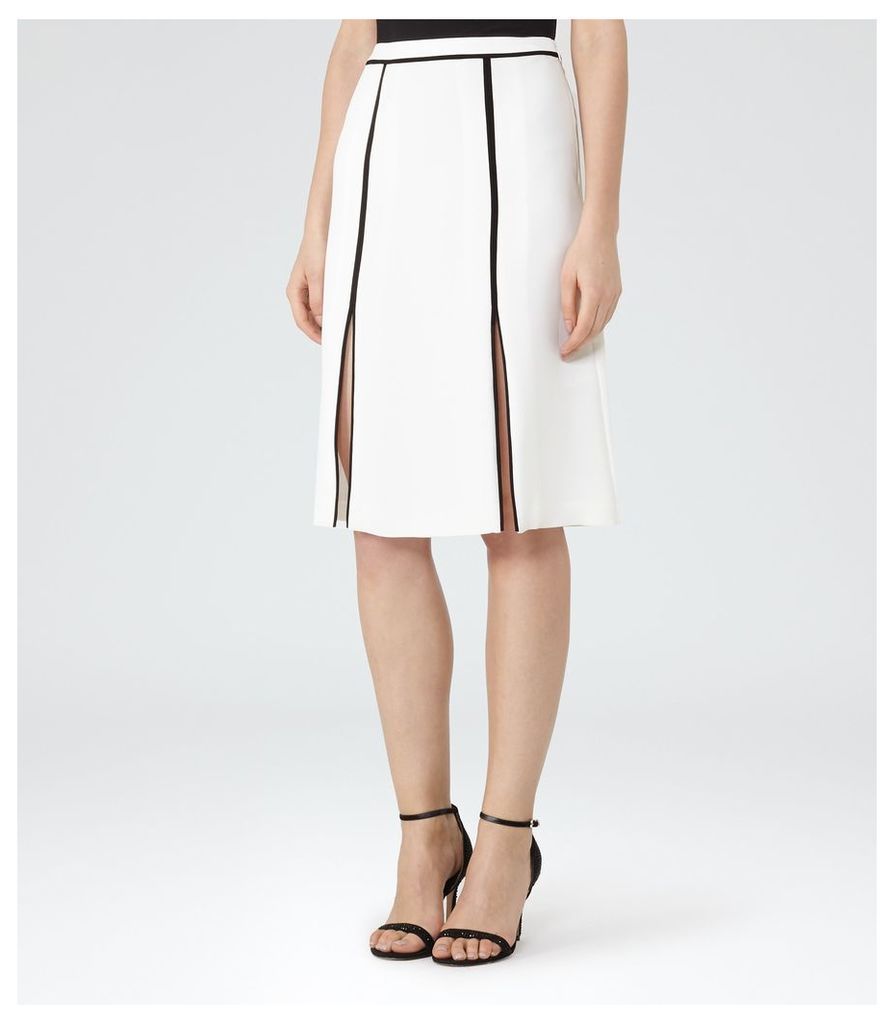 Reiss Ennis - Slit-front Midi Skirt in Off White, Womens, Size 6
