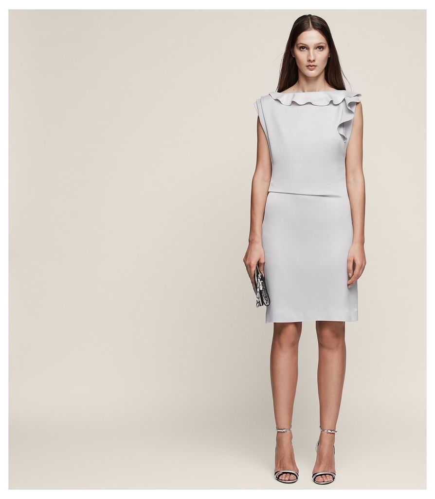 Reiss Tyra - Ruffle-detail Dress in Chalky Slate, Womens, Size 14