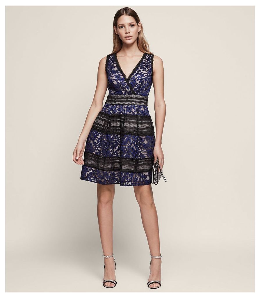Reiss Tally - Lace-detail Dress in Multi, Womens, Size 14