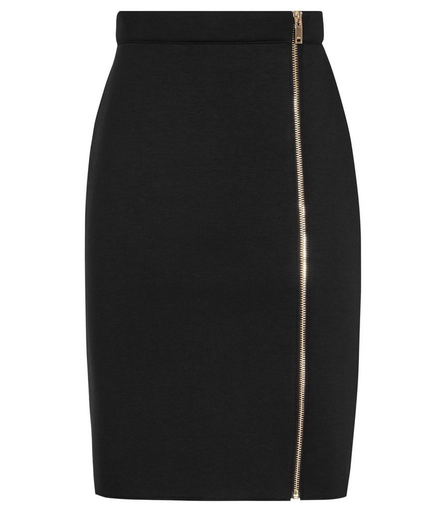Reiss Ria - Zip-front Pencil Skirt in Black, Womens, Size 8