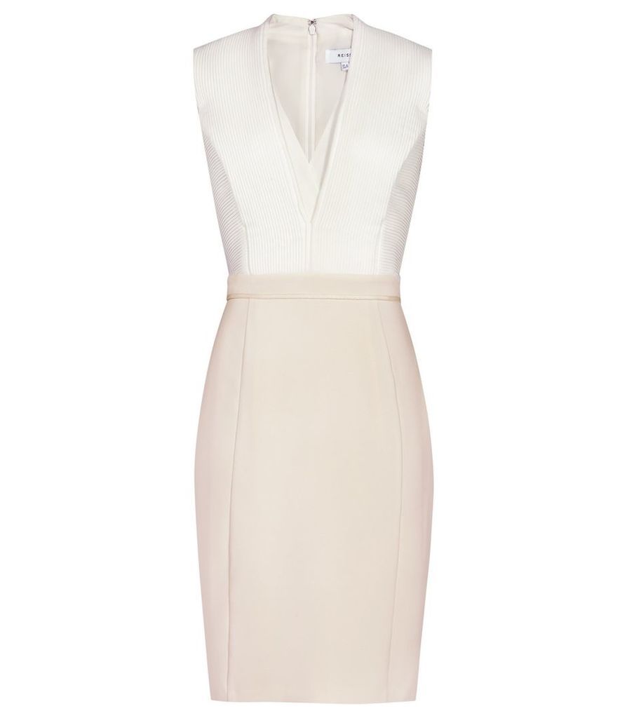 Reiss Lourdes - Block-colour Dress in Off White/Champagne, Womens, Size 4