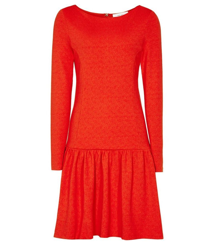 Reiss Agnes - Drop-waist Jersey Dress in Clementine, Womens, Size 10