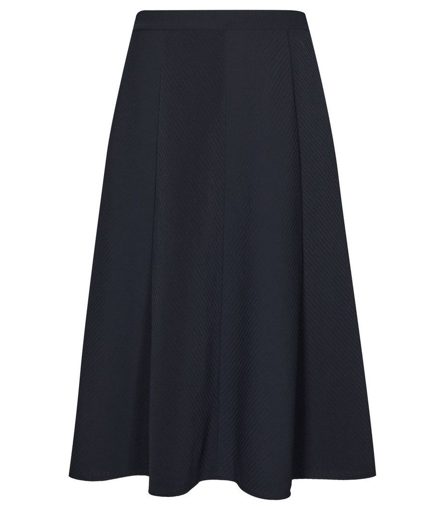 Reiss Bevan - Box-pleat Midi Skirt in Night Navy, Womens, Size 8