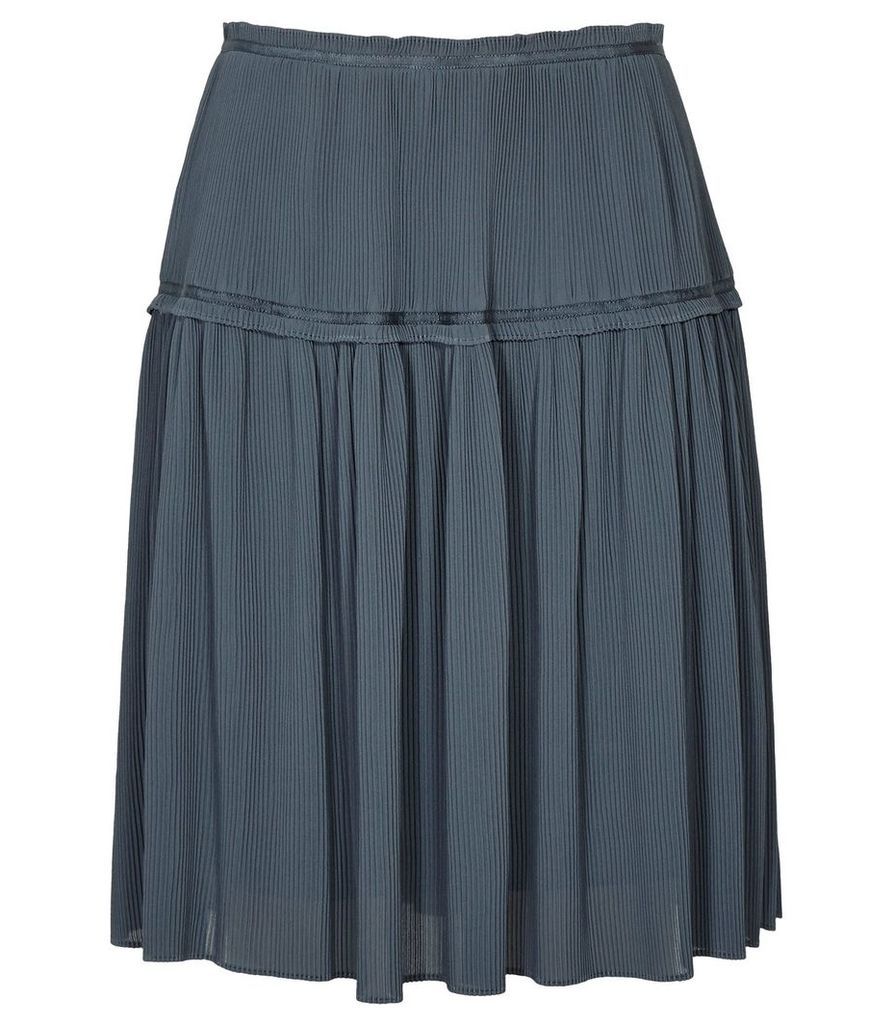 Reiss Dali - Plisse Skirt in Graphite, Womens, Size 8